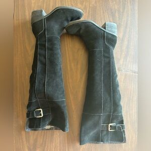 Crown vintage Cathy black suede over knee boots 8
